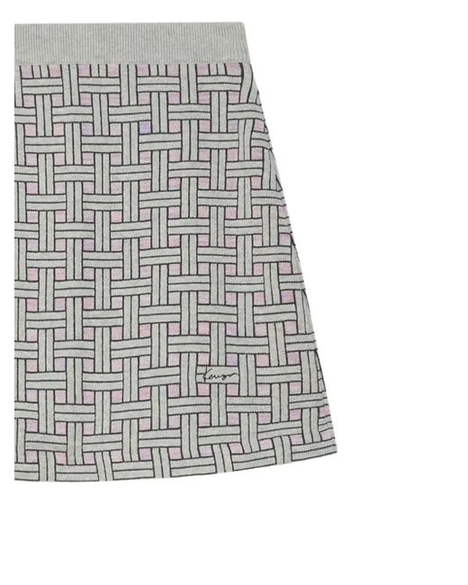 KENZO Gray Weave Logo-Detail Mini Skirt
