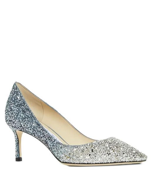 Jimmy Choo Metallic Romy Pumps im Glitter-Look 60mm