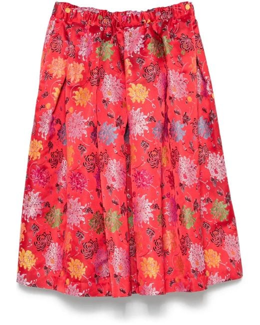 Jupe Mi-Longue À Fleurs En Jacquard Comme des Garçons en coloris Red