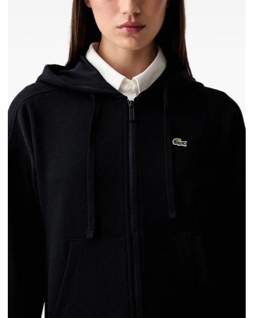 Lacoste Black Logo-Patch Zip-Up Hoodie