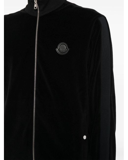 Moncler Black Logo-appliqué Chenille Sweatshirt for men