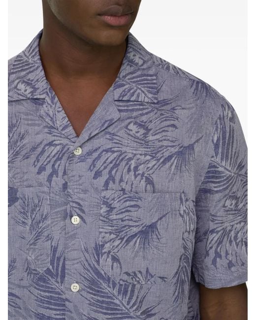 Boggi Blue Tropical-Pattern Shirt for men