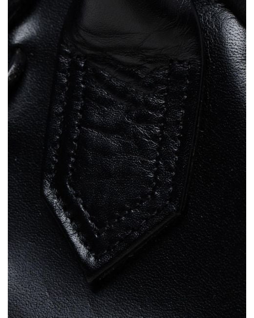 Y's Yohji Yamamoto Black Lace-up Leather Tote Bag
