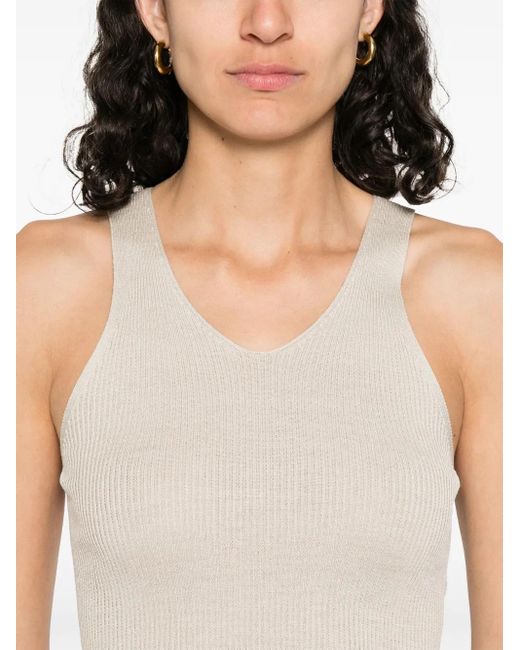 Giorgio Armani White Geripptes Tanktop