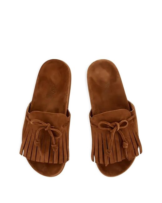 Ancient Greek Sandals Brown Amfiliki Fringed Sandals