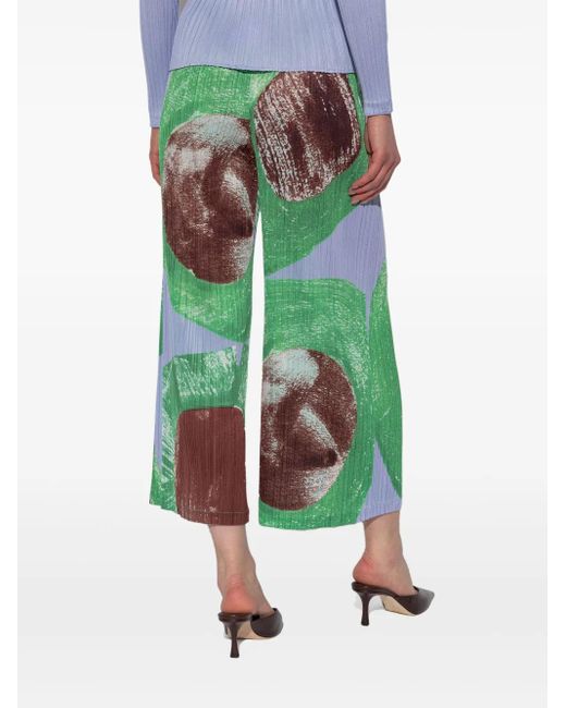 Pleats Please Issey Miyake Green Pleated Trousers