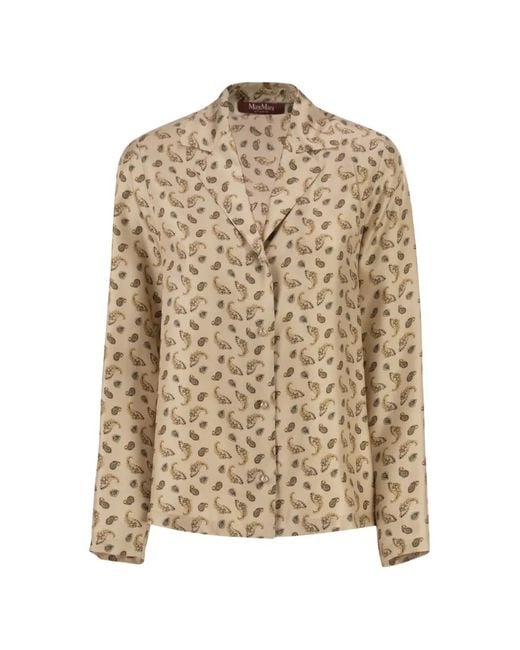 Max Mara Natural Chemise En Soie À Imprimé Cachemire
