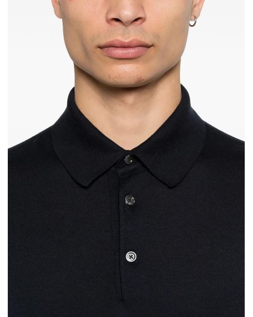Kiton Blue Buttoned Polo Shirt for men