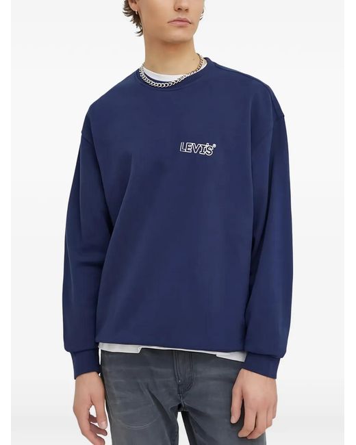 Levi's Blue Logo Crew-Neck Sweatshirt for men