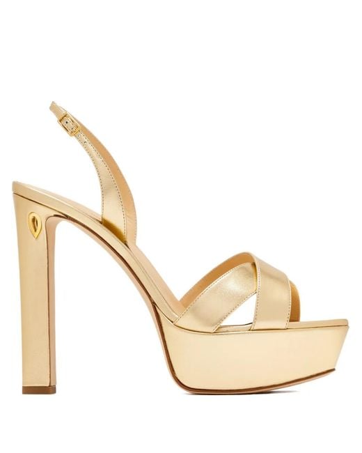 JENNIFER CHAMANDI Metallic Leonardo 130 Criss Cross Heeled Sandals