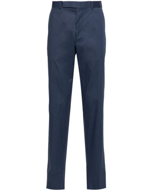 Zegna Blue Stretch-cotton Tailored Trousers for men