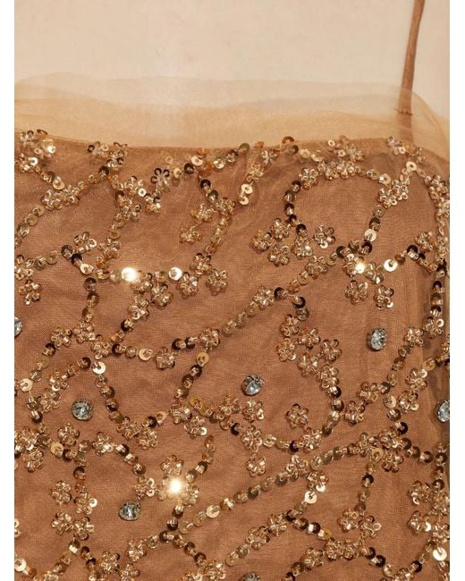 Munthe Brown Nannali Sequin-Embellished Bead-Embellished Top