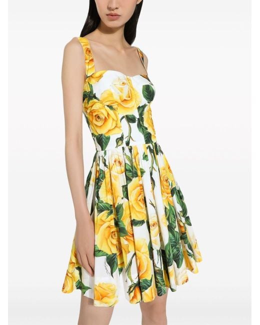 Robe courte à fleurs Dolce & Gabbana en coloris Yellow