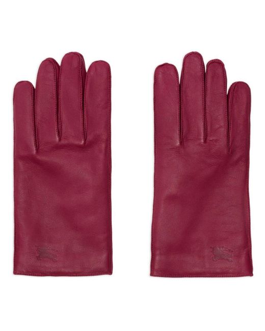 Burberry Red Equestrian Knight-motif Leather Gloves for men
