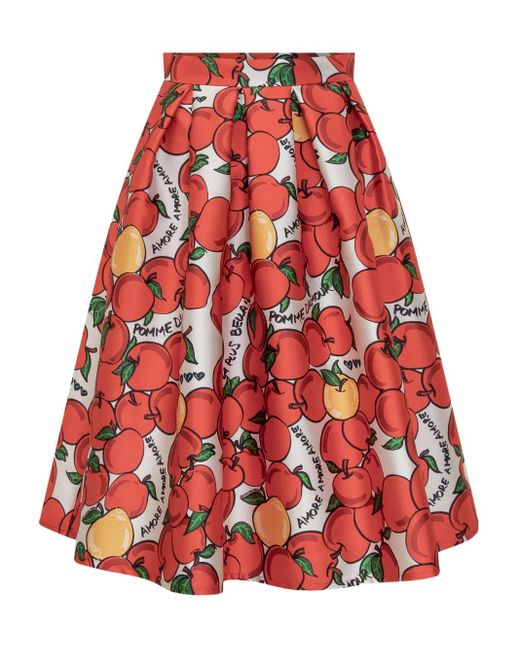ALESSANDRO ENRIQUEZ Red Apple-Motif Skirt