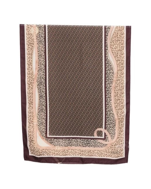 Sciarpa Con Stampa Leopardata E Monogramma di Liu Jo in Brown