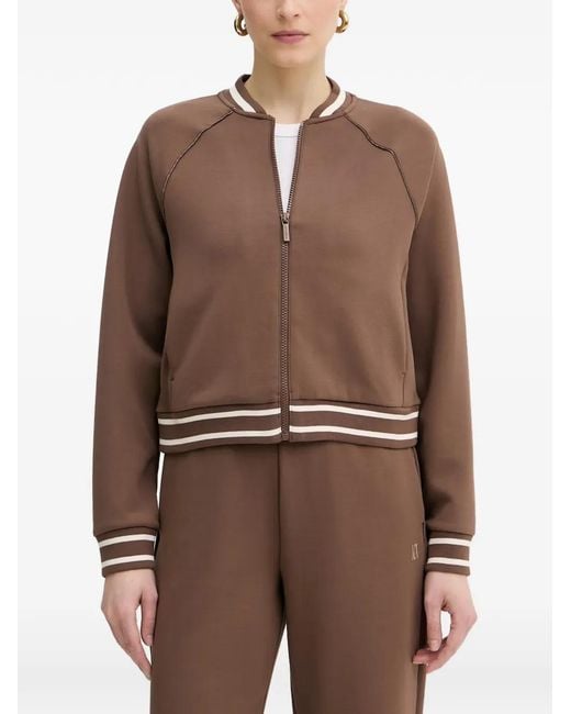 ARMANI EXCHANGE Brown Embroidered-Logo Zip-Up Sweatshirt