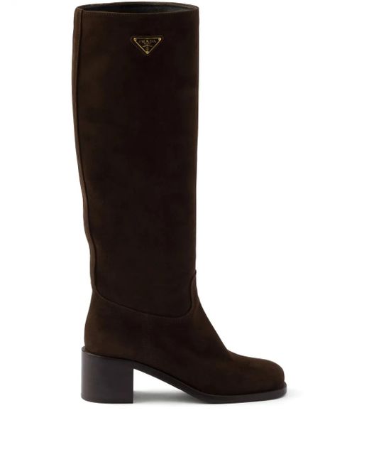 Prada Black 55Mm Suede Boots