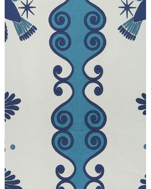 LaDoubleJ Blue Gingerbread Printed Cotton-Blend Midi Dress