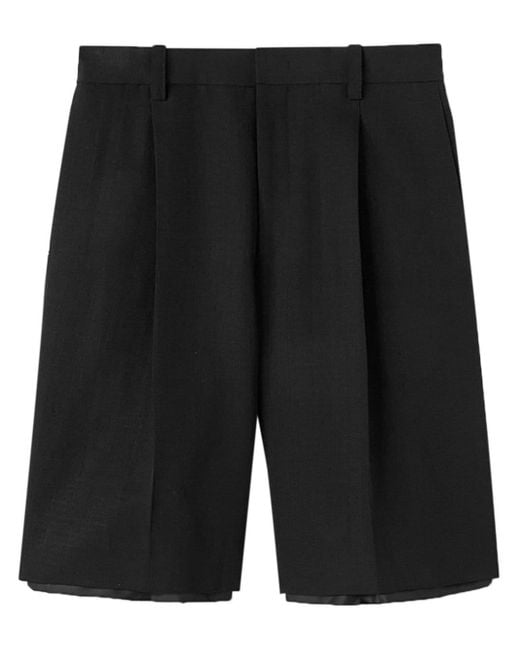 Jil Sander Black Layered-hem Pleated Shorts for men