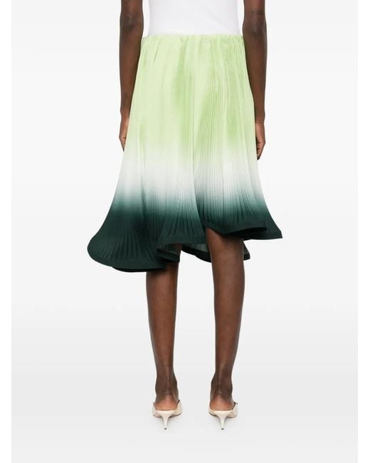 ROWEN ROSE Green Degradé-Effect Pleated Skirt