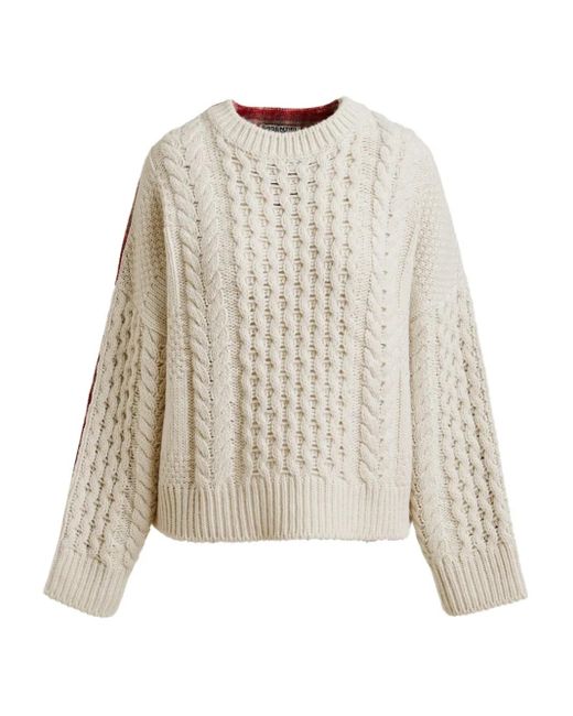 Essentiel Antwerp Natural Iface Cable-Knit Sweater