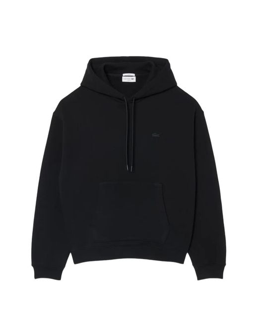 Lacoste Black Logo-Patch Drawstring Hoodie