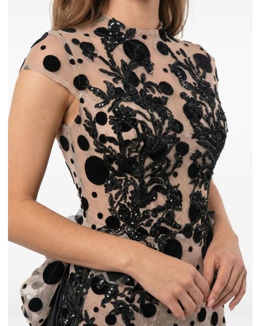 Gatti Nolli by Marwan Black Polka-Dot Gown Dress