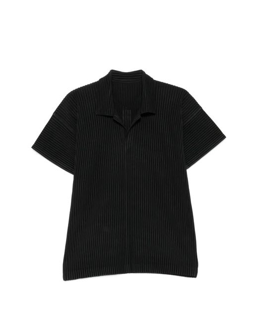 Homme Plissé Issey Miyake Black Pleated Short-Sleeve T-Shirt for men