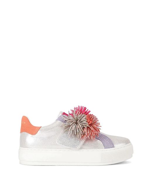Kurt Geiger Pink Laney Pom Pom Leather Sneakers