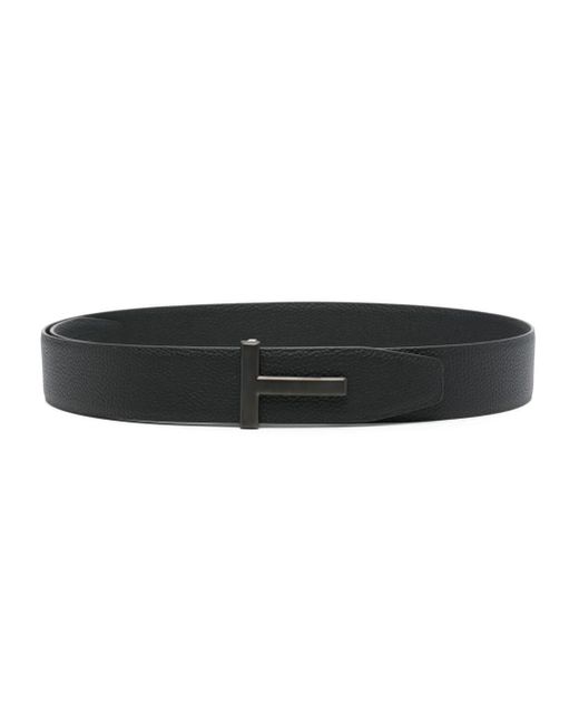 Tom Ford Black Ridge T Leather Belt for men