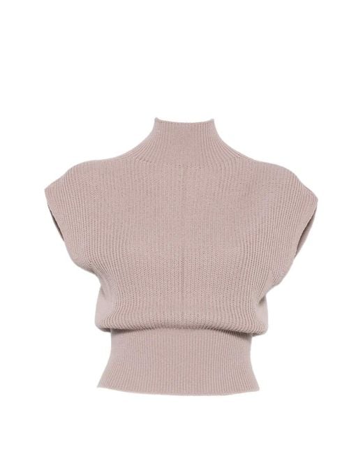 Rick Owens Gray Ribbed Cap-Sleeve Top