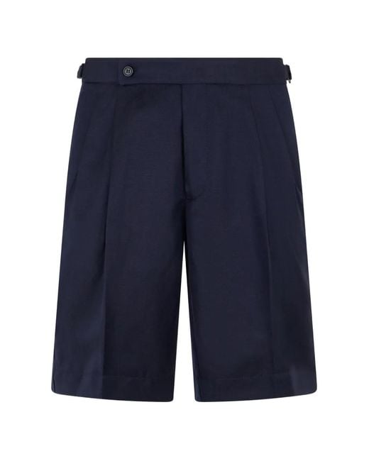 Slowear Blue Button Pleated Shorts for men