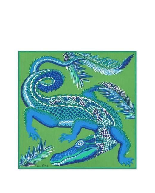 Inoui Edition Green Crocodile-Print Square Scarf