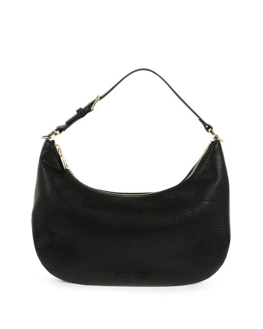 Moschino Black Hobo Logo-Lettering Shoulder Bag