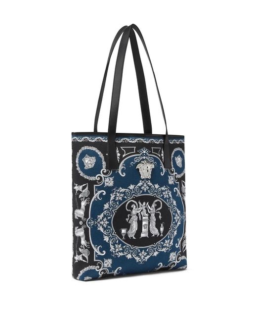 Versace Blue La Medusa Cotton Tote Bag