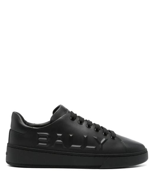 Bally Black Raise Logo-Embossed Leather Sneakers for men