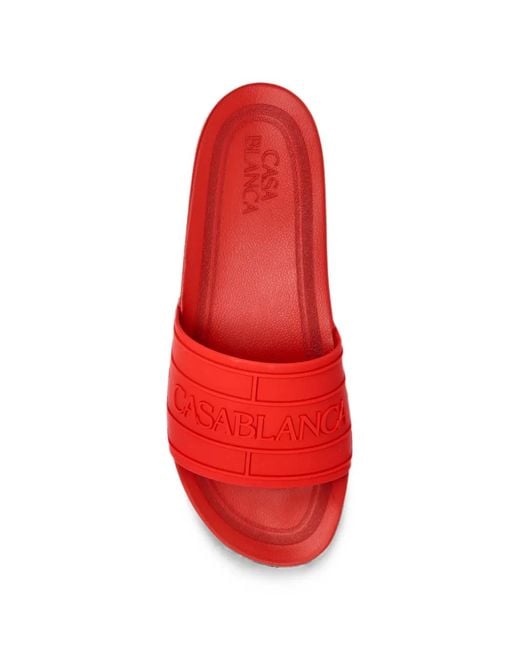 Casablanca Red Logo-Embossed Slides for men