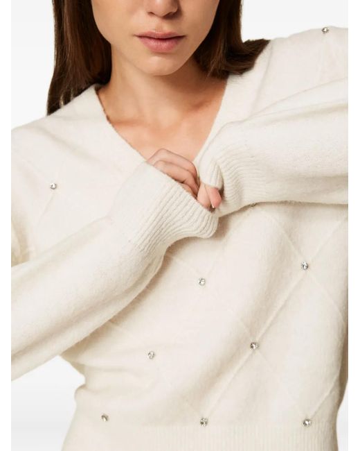 Twinset White Embroidered Sweater