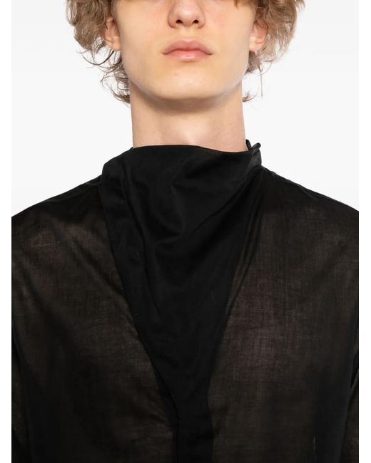 Rick Owens Black High Neck Island Shirt for men