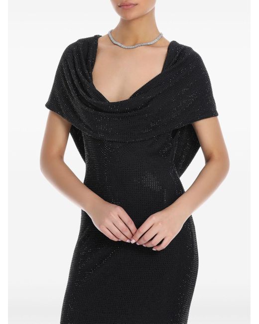 De La Vali Black Manhattan Crystal-embellishment Hooded Gown