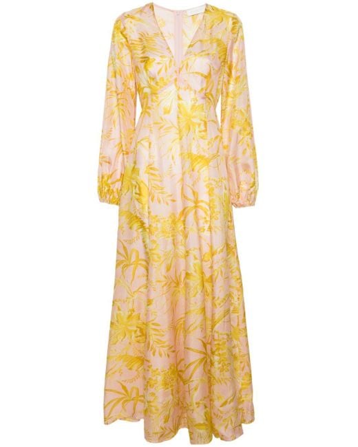 Zimmermann Metallic Golden Silk Maxi Dress