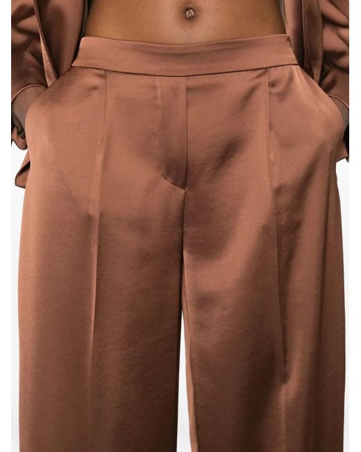 Imperial Brown Pleated Tapered Trousers