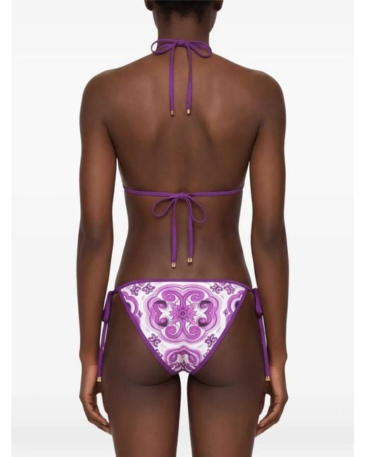 Dolce & Gabbana Purple Majolica Print Bikini