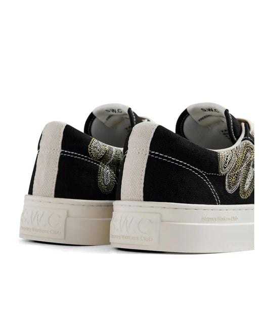 Stepney Workers Club White Dellow Shroomhands Embroidered Sneakers for men
