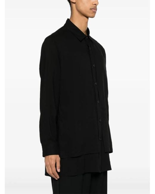 Y's Yohji Yamamoto Overlapping Button-Up Shirt in Black for Men | Lyst