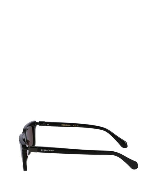 Ferragamo Eyewear Black Rectangle-Frame Sunglasses for men
