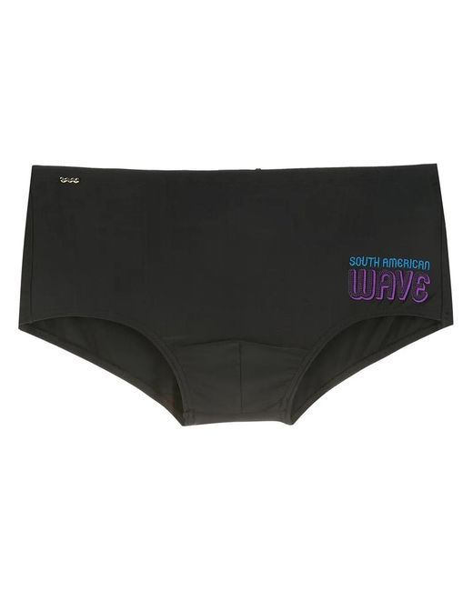 Amir Slama Black Logo-Print Swim Trunks for men