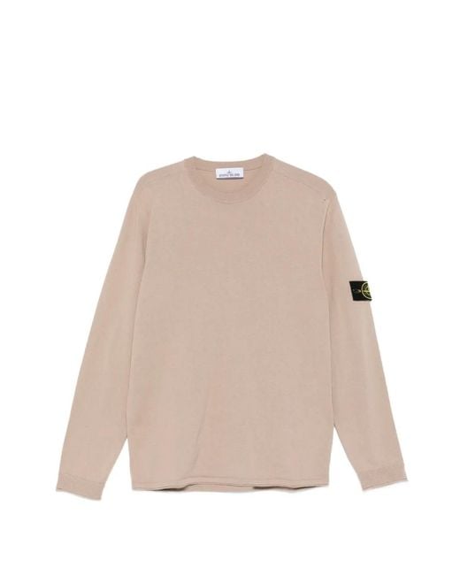 Stone Island Natural Logo-Patch Crew-Neck Sweater for men