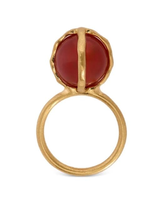 Jil Sander White Ring Mit Achat